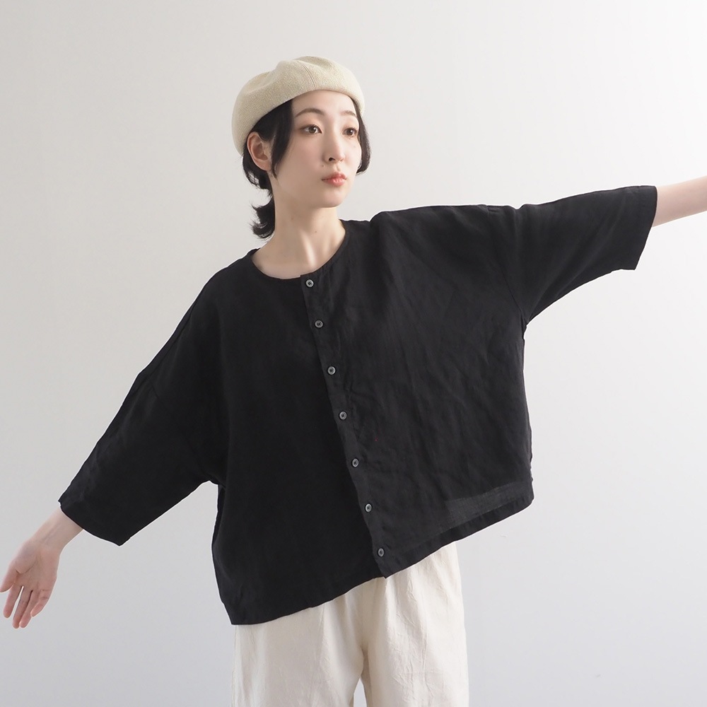 NARU(ナル) 60フレンチリネン ワイドブラウス 671855