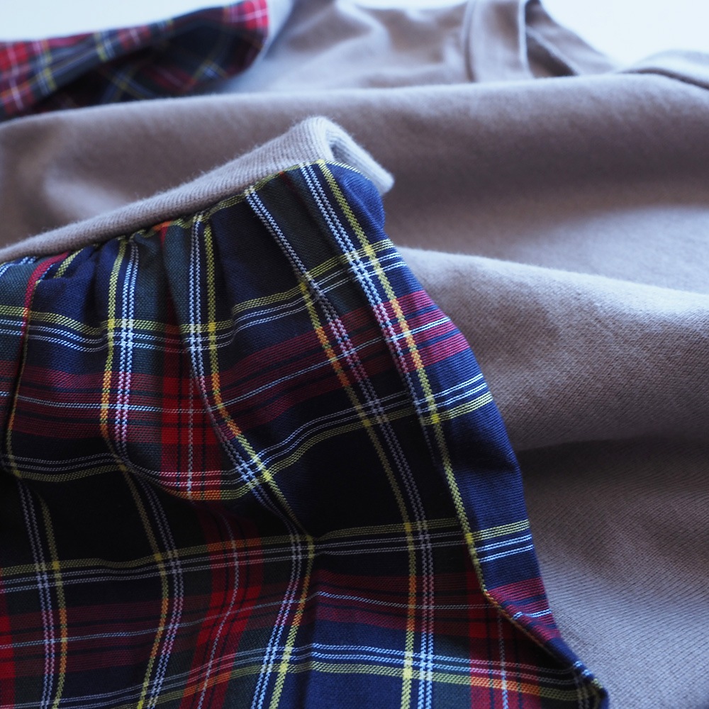 NARU(ナル) 40/2天竺×40タータン ギャザースリーブPO 665006