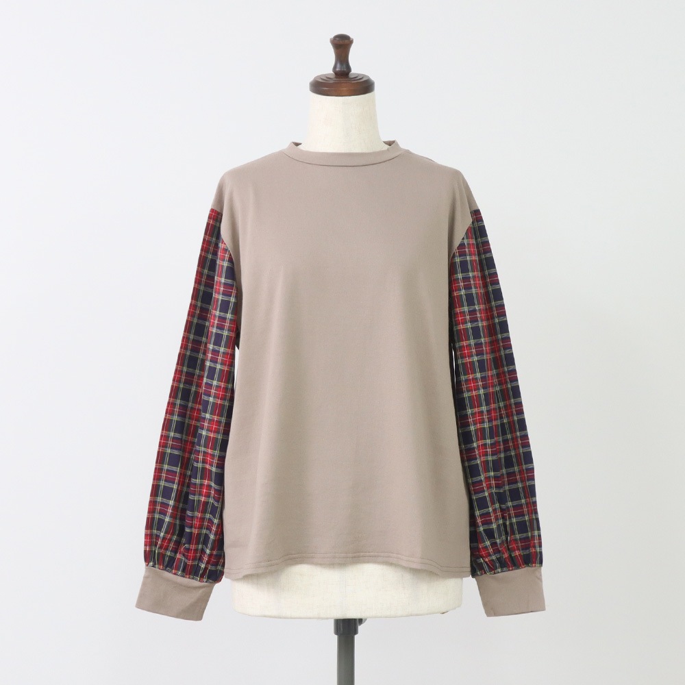 NARU(ナル) 40/2天竺×40タータン ギャザースリーブPO 665006