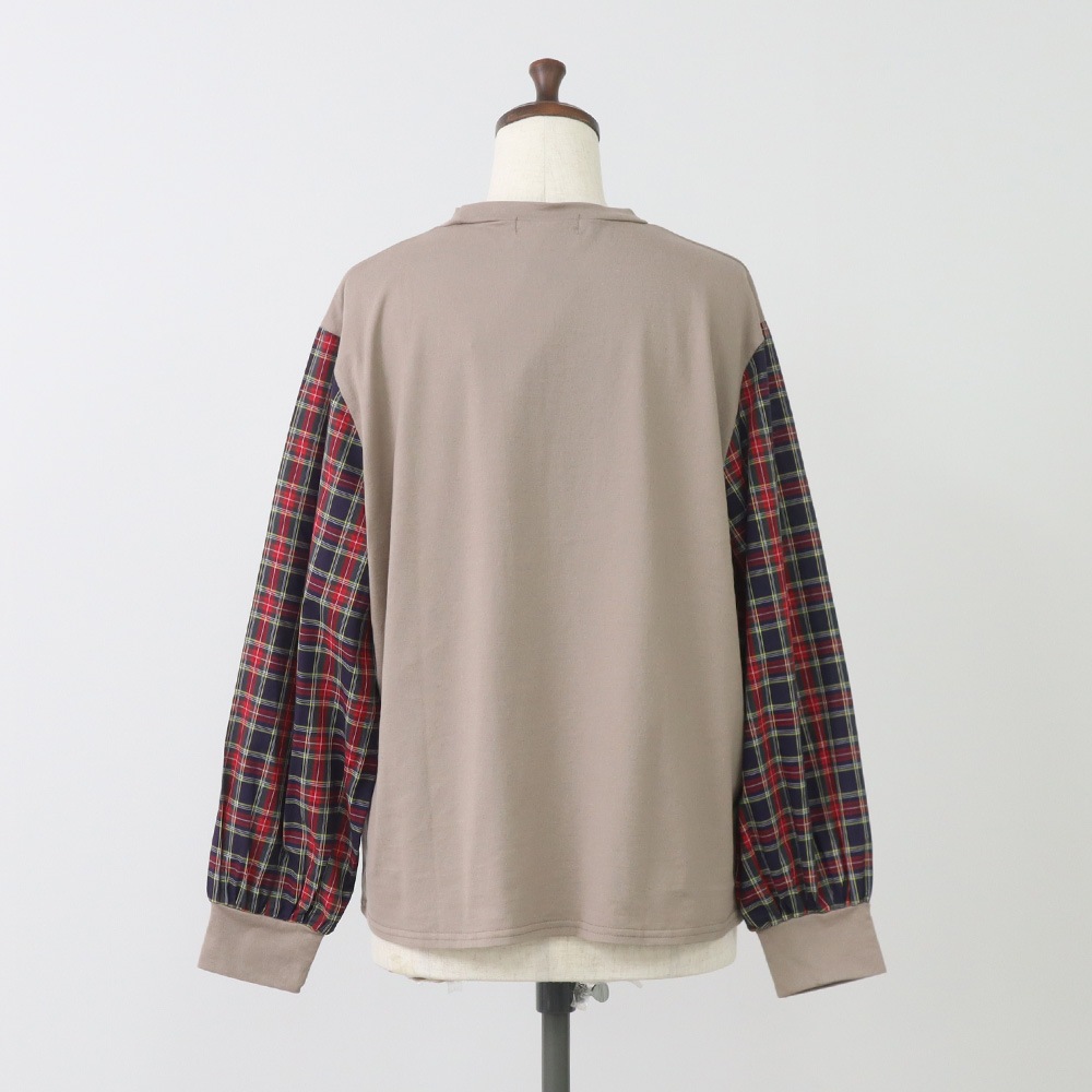 NARU(ナル) 40/2天竺×40タータン ギャザースリーブPO 665006