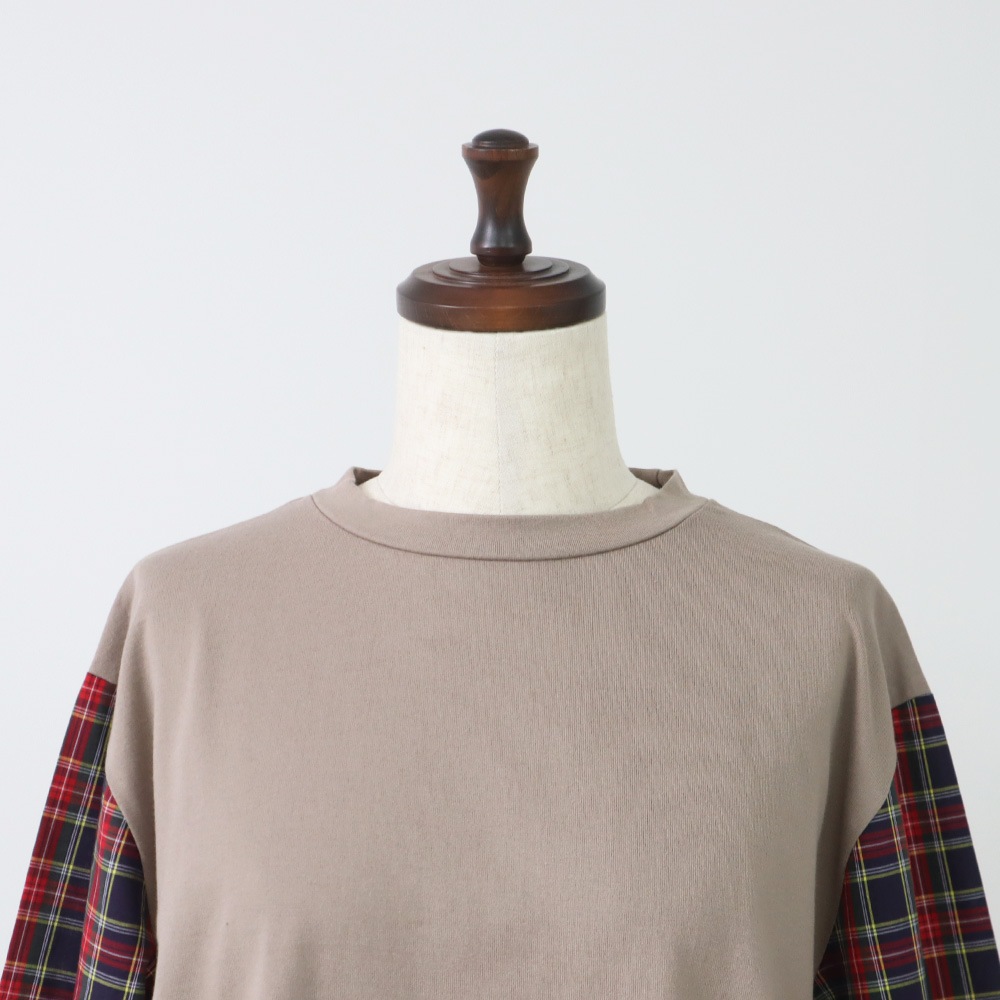 NARU(ナル) 40/2天竺×40タータン ギャザースリーブPO 665006