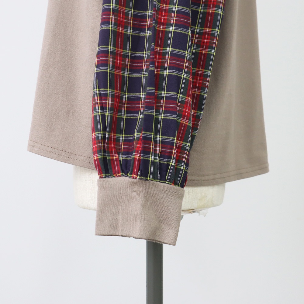 NARU(ナル) 40/2天竺×40タータン ギャザースリーブPO 665006