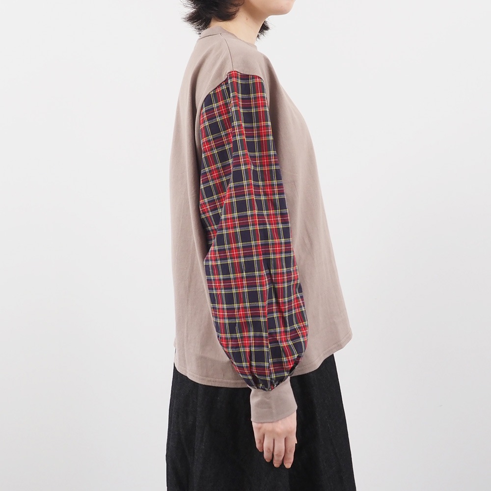 NARU(ナル) 40/2天竺×40タータン ギャザースリーブPO 665006