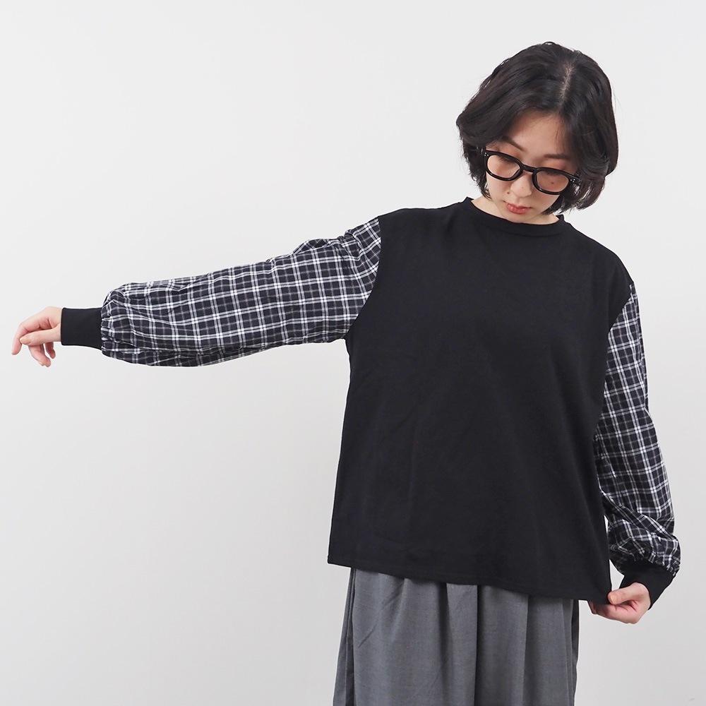 NARU(ナル) 40/2天竺×40タータン ギャザースリーブPO 665006