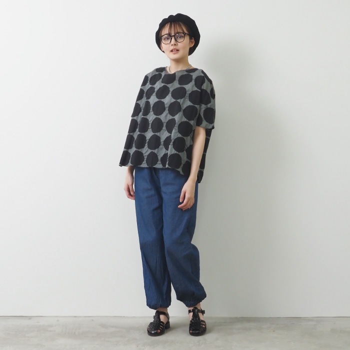 NARU(ナル) 80ローン塩縮ラフドット 2WAY バトーブラウス 655826