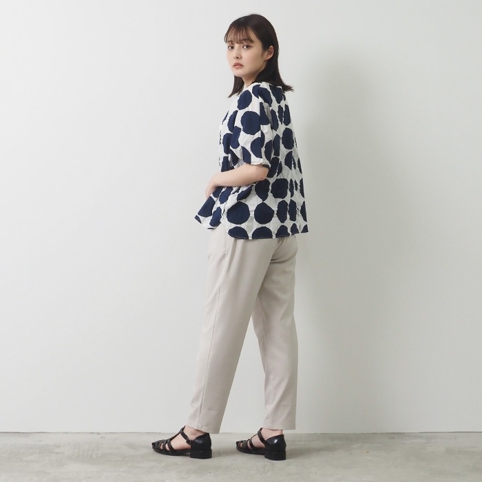 NARU(ナル) 80ローン塩縮ラフドット 2WAY バトーブラウス 655826