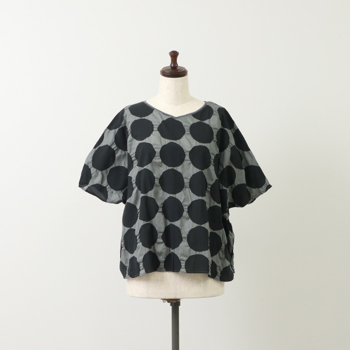 NARU(ナル) 80ローン塩縮ラフドット 2WAY バトーブラウス 655826