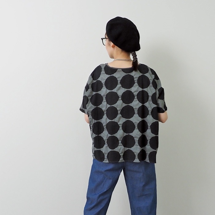 NARU(ナル) 80ローン塩縮ラフドット 2WAY バトーブラウス 655826