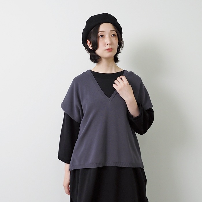 NARU(ナル) スノーコットン ミラノリブVネックベスト 656702