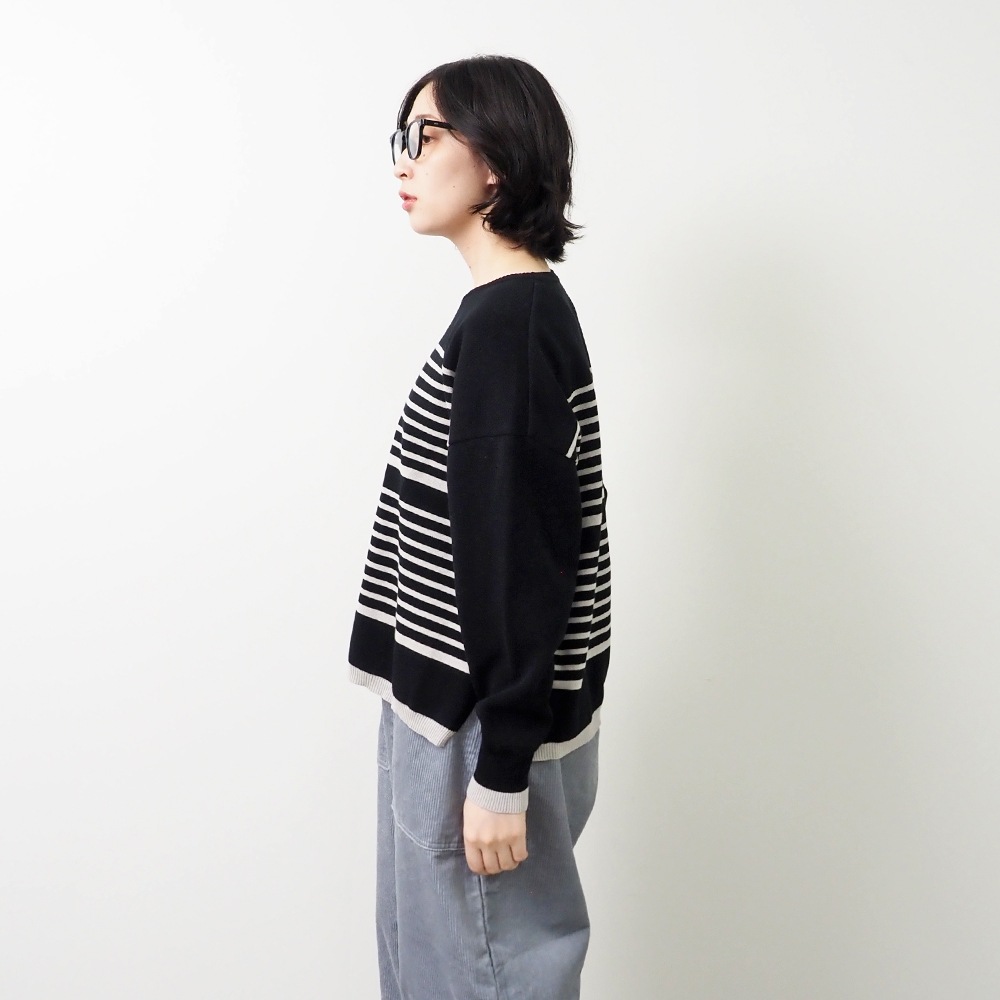 NARU(ナル) スノーコットン ミラノリブボーダーニット 656700