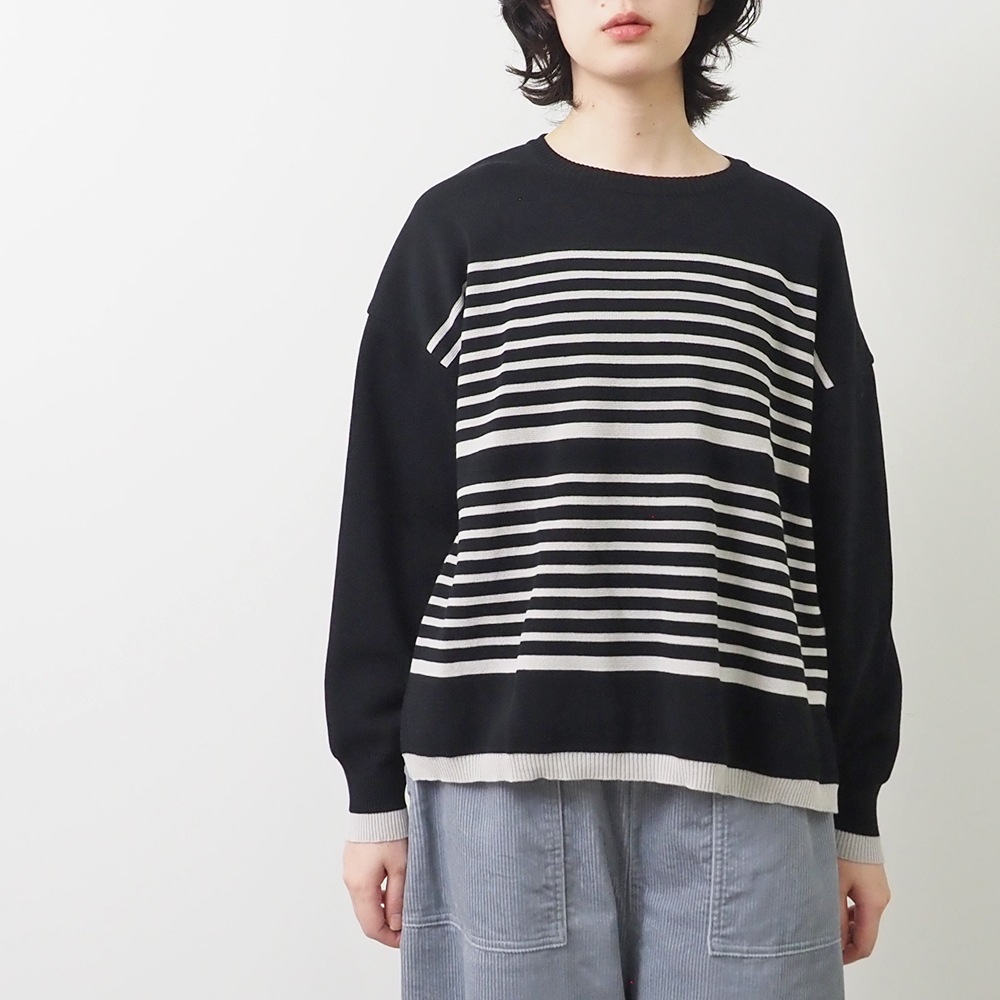 NARU(ナル) スノーコットン ミラノリブボーダーニット 656700