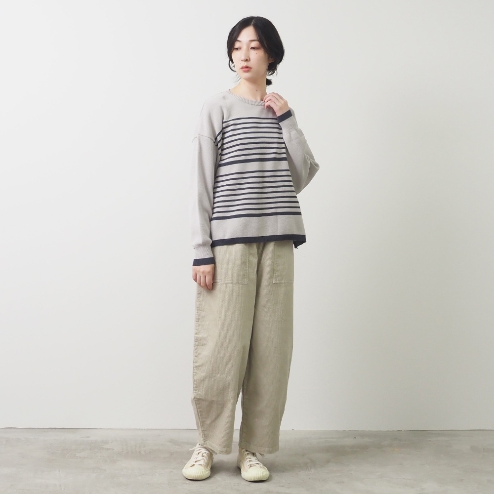 NARU(ナル) スノーコットン ミラノリブボーダーニット 656700