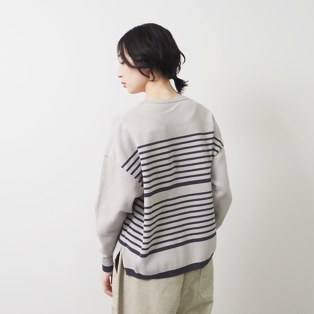 NARU(ナル) スノーコットン ミラノリブボーダーニット 656700