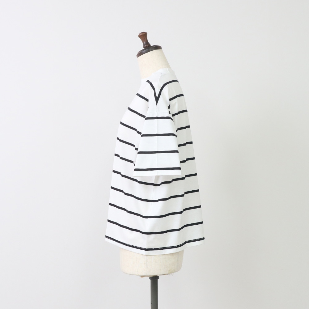 NARU(ナル) 60/2ハイゲージ天竺ボーダー なみなみプリントT 667207