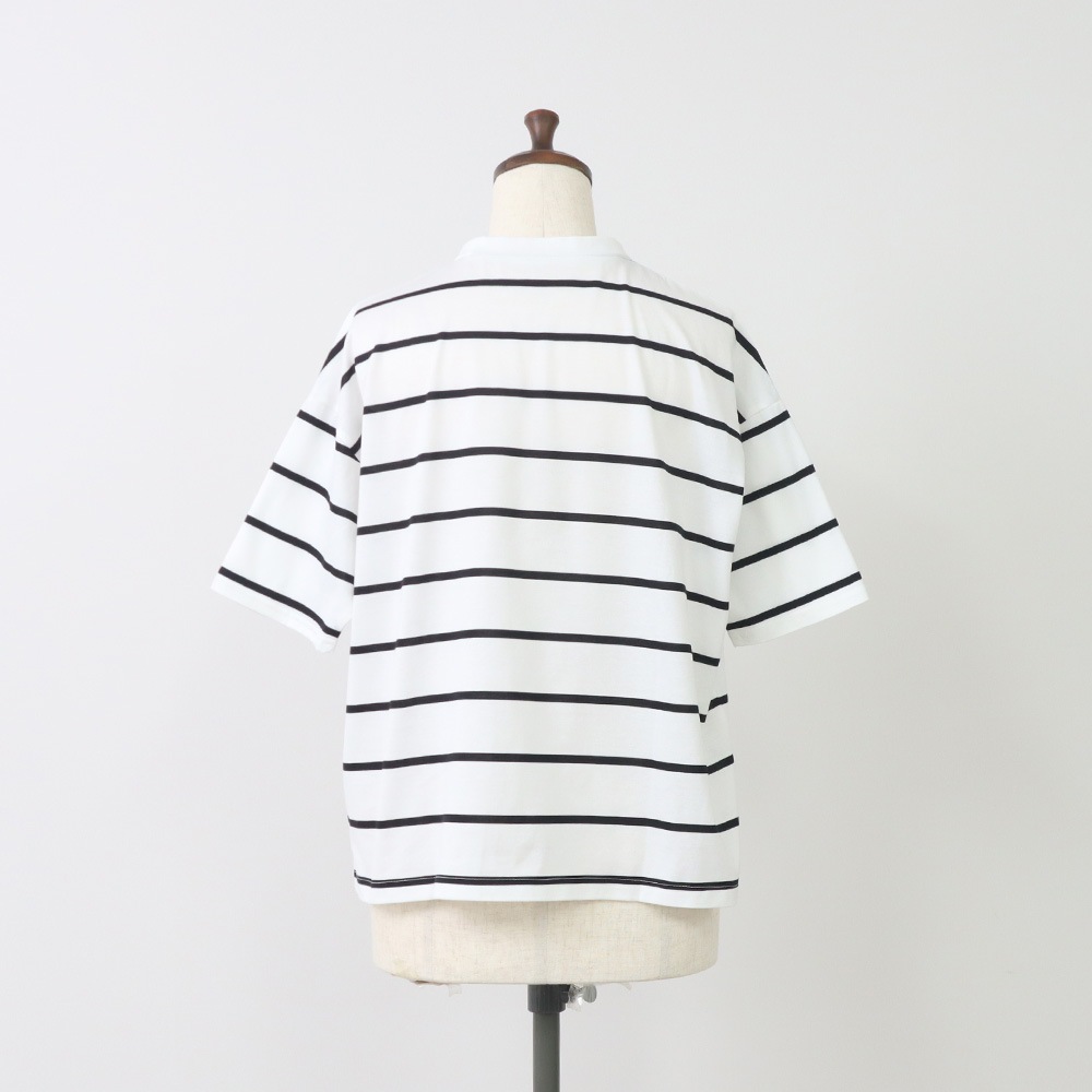 NARU(ナル) 60/2ハイゲージ天竺ボーダー なみなみプリントT 667207