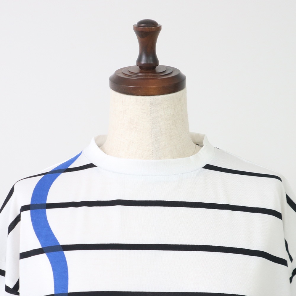 NARU(ナル) 60/2ハイゲージ天竺ボーダー なみなみプリントT 667207