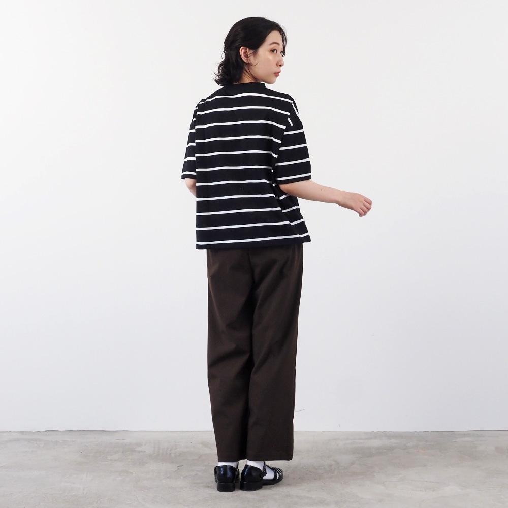 NARU(ナル) 60/2ハイゲージ天竺ボーダー なみなみプリントT 667207