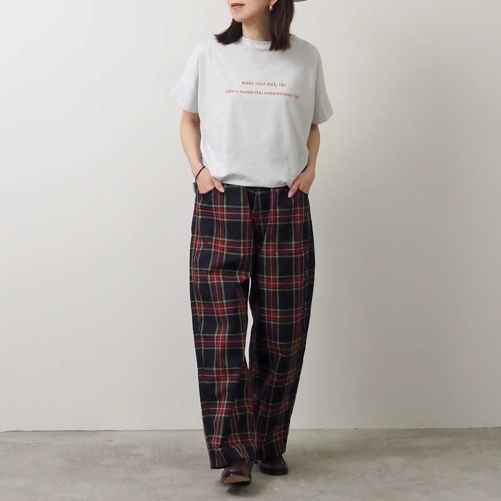 NARU(ナル) 高密度ギャバチェック ノッポパンツ 662915