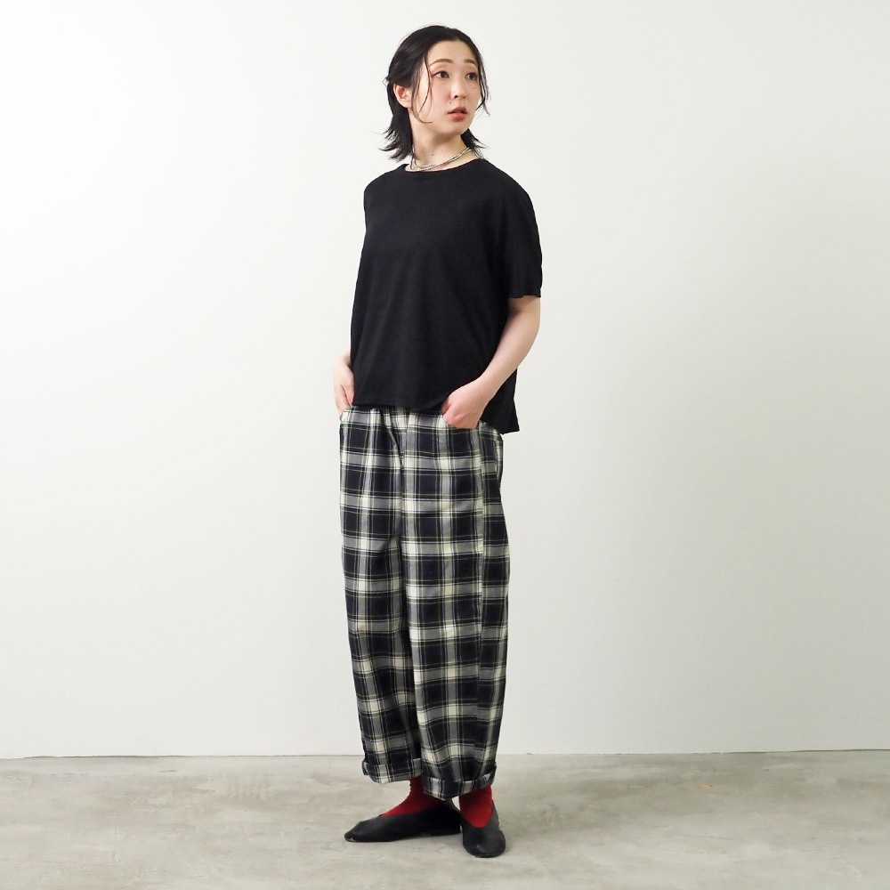 NARU(ナル) 高密度ギャバチェック ノッポパンツ 662915