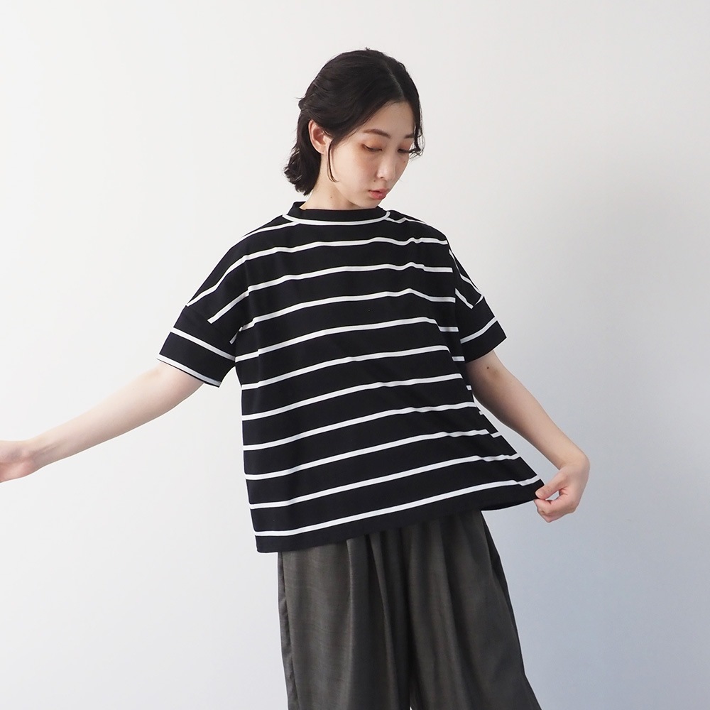 NARU(ナル) 60/2ハイゲージ天竺ボーダー ワイドT 667205