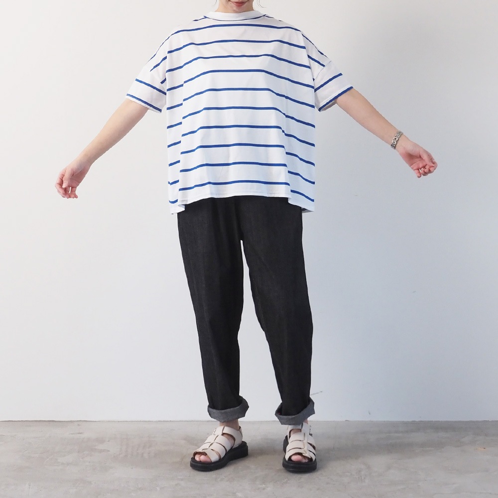 NARU(ナル) 60/2ハイゲージ天竺ボーダー ワイドT 667205