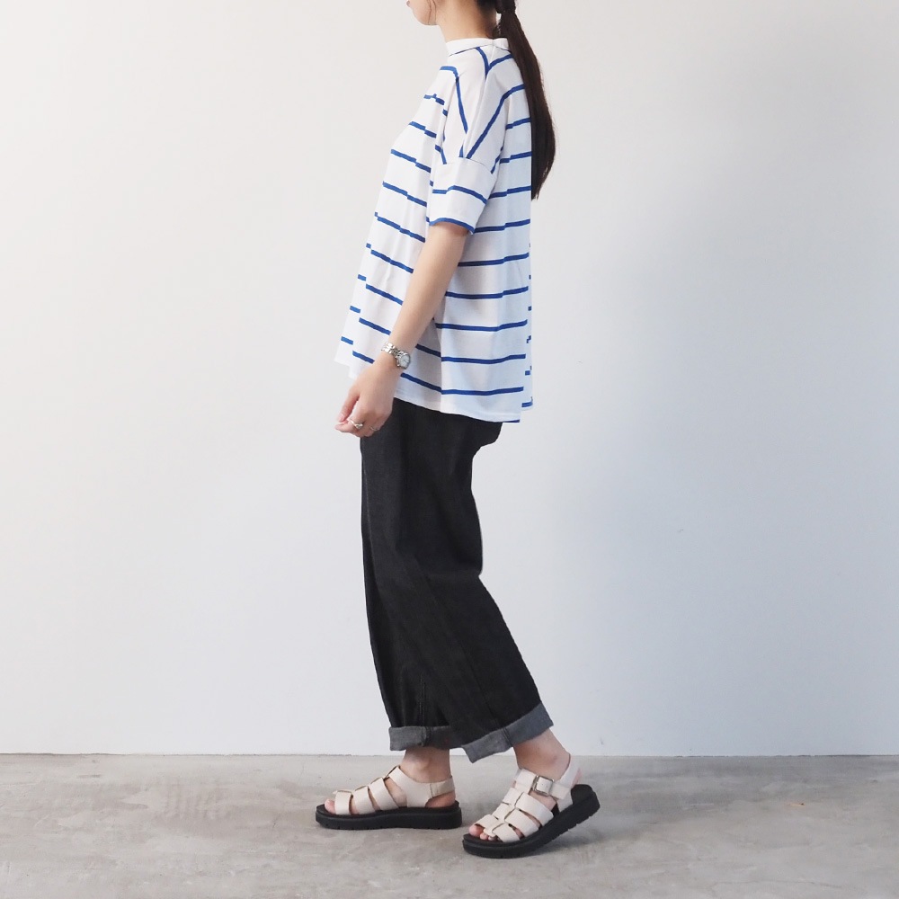 NARU(ナル) 60/2ハイゲージ天竺ボーダー ワイドT 667205