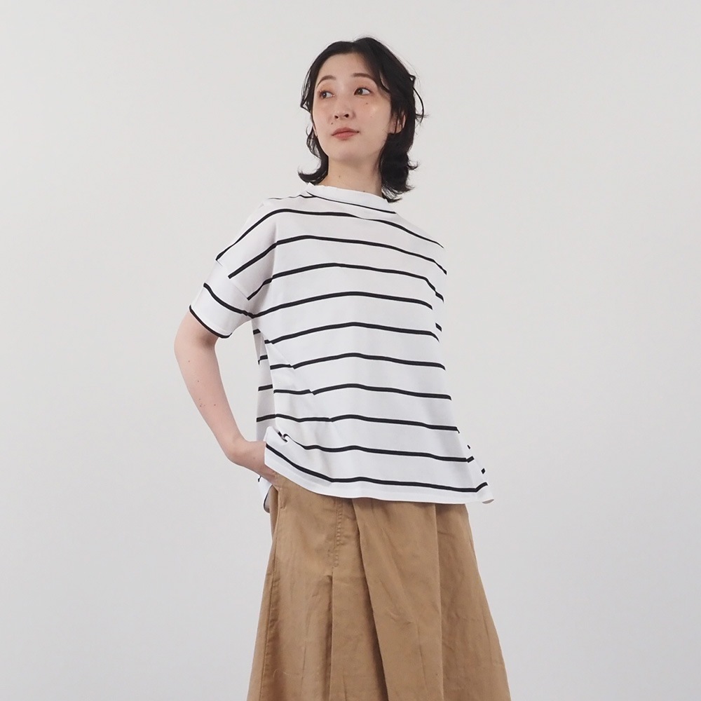 NARU(ナル) 60/2ハイゲージ天竺ボーダー ワイドT 667205