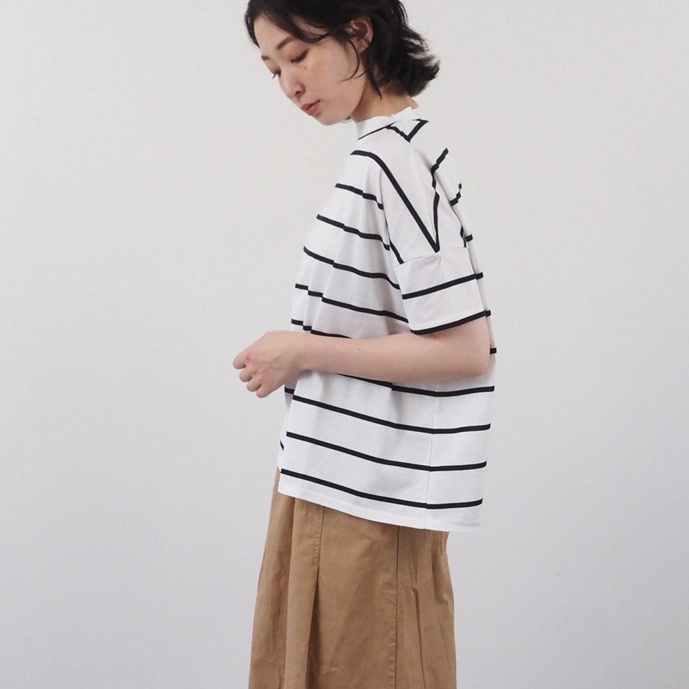 NARU(ナル) 60/2ハイゲージ天竺ボーダー ワイドT 667205