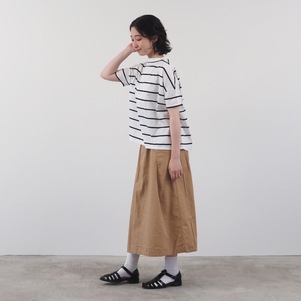 NARU(ナル) 60/2ハイゲージ天竺ボーダー ワイドT 667205