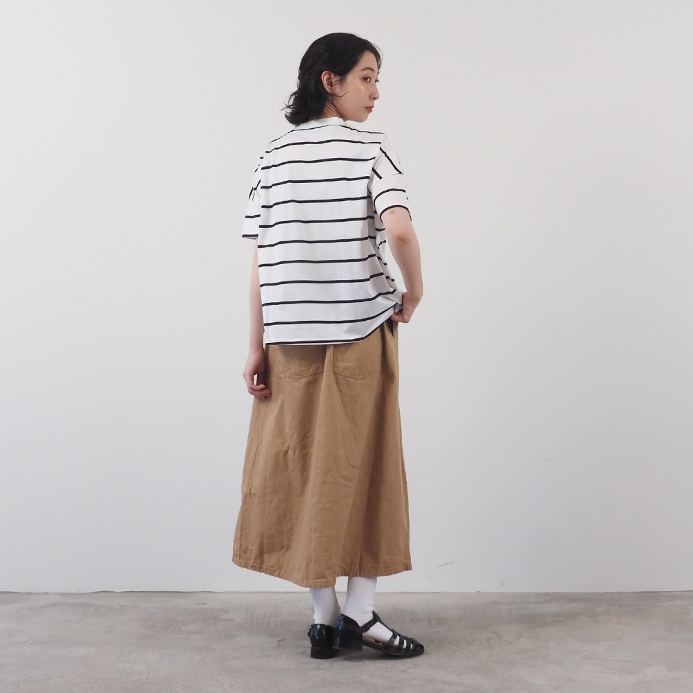 NARU(ナル) 60/2ハイゲージ天竺ボーダー ワイドT 667205