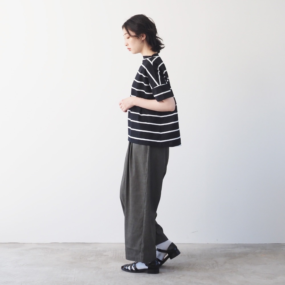 NARU(ナル) 60/2ハイゲージ天竺ボーダー ワイドT 667205