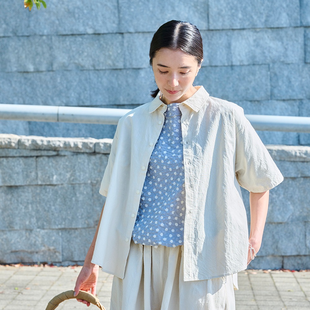 NARU(ナル) シーチングハンドワッシャー フレアシャツ 671826