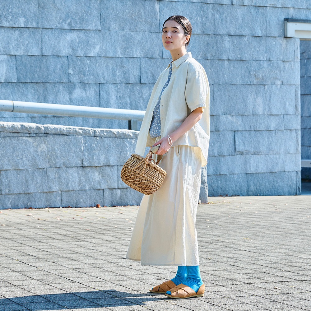 NARU(ナル) シーチングハンドワッシャー フレアシャツ 671826