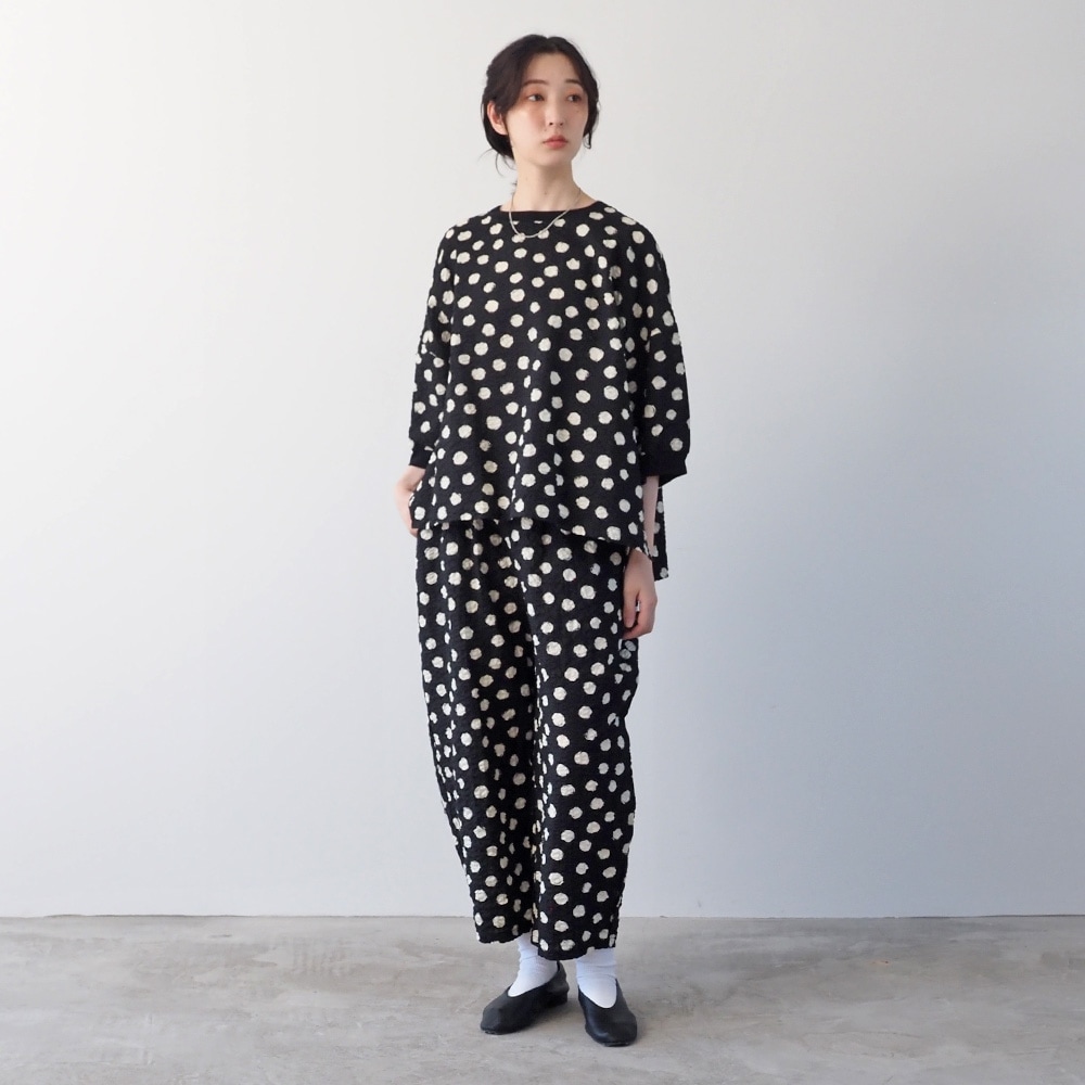 NARU(ナル) リップルクロスランダムドット エッグパンツ 667812