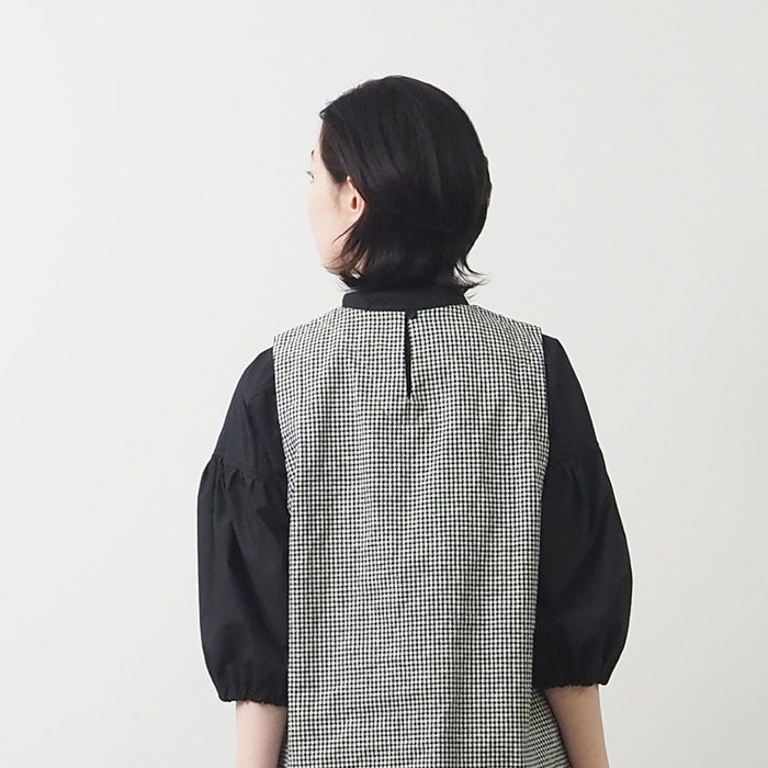 NARU(ナル) 綿麻チェック ラウンドベスト 654842BE