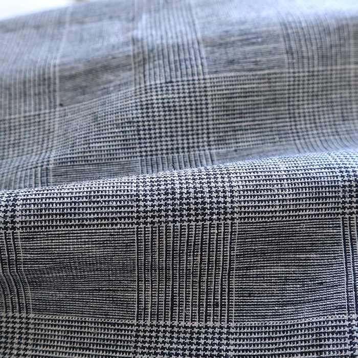 NARU(ナル) 綿麻チェック ラウンドベスト 654842BE