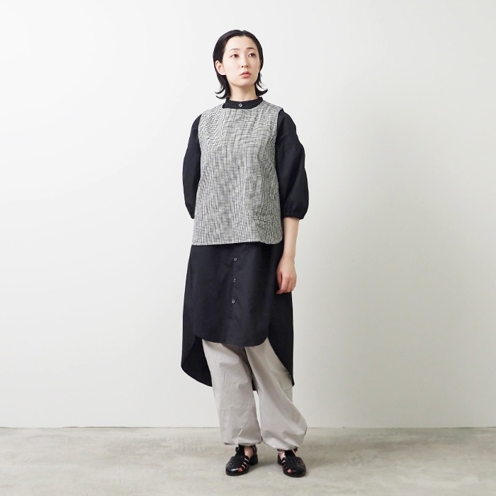 NARU(ナル) 綿麻チェック ラウンドベスト 654842BE