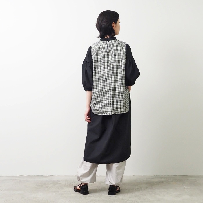 NARU(ナル) 綿麻チェック ラウンドベスト 654842BE