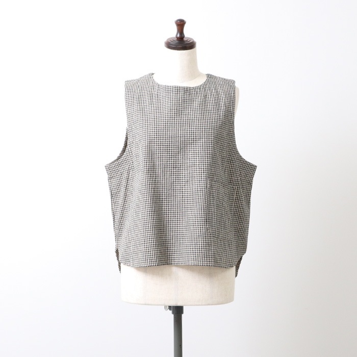 NARU(ナル) 綿麻チェック ラウンドベスト 654842BE