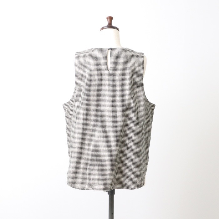 NARU(ナル) 綿麻チェック ラウンドベスト 654842BE