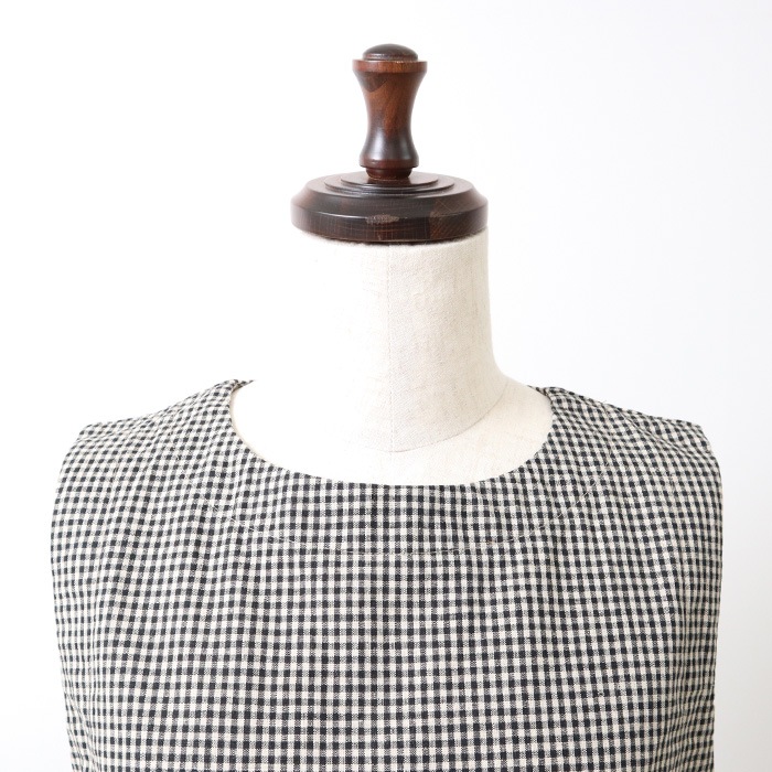 NARU(ナル) 綿麻チェック ラウンドベスト 654842BE