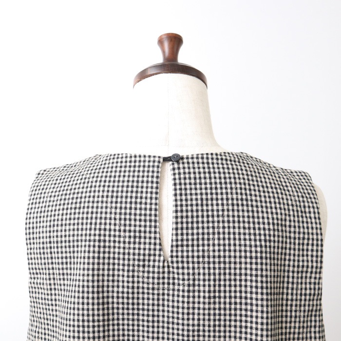 NARU(ナル) 綿麻チェック ラウンドベスト 654842BE