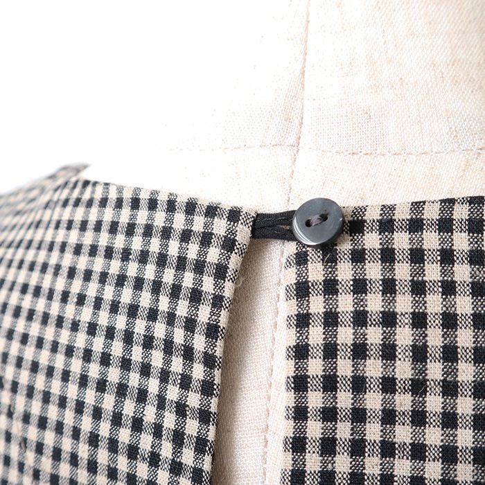 NARU(ナル) 綿麻チェック ラウンドベスト 654842BE