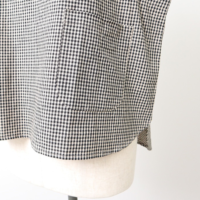 NARU(ナル) 綿麻チェック ラウンドベスト 654842BE