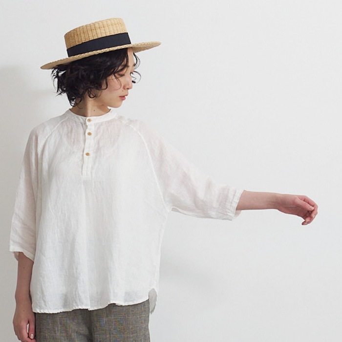 NARU(ナル) 60フレンチリネン ラグランシャツ 655857