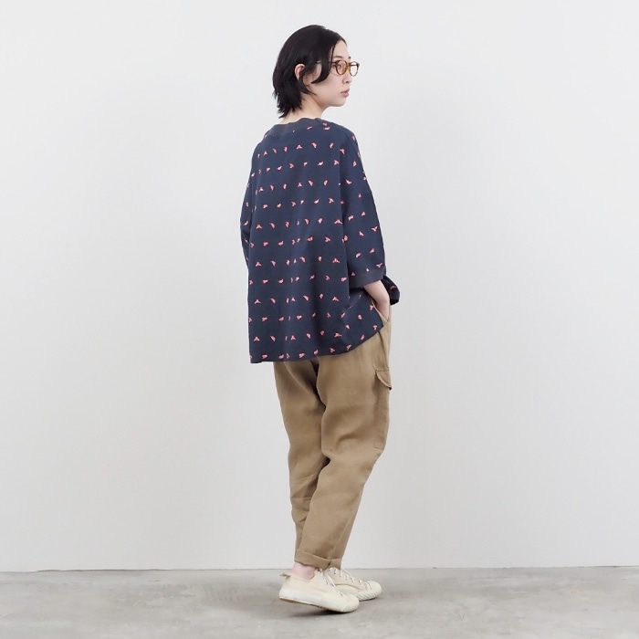 店内商品がすべてレジにて半額！！ NARU(ナル) シーチングハンドワッシャー十二支柄刺繍 ワイドT トップス