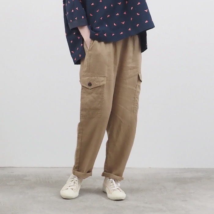 WEB限定！NARU(ナル) 40フレンチリネン カーゴパンツ 655831