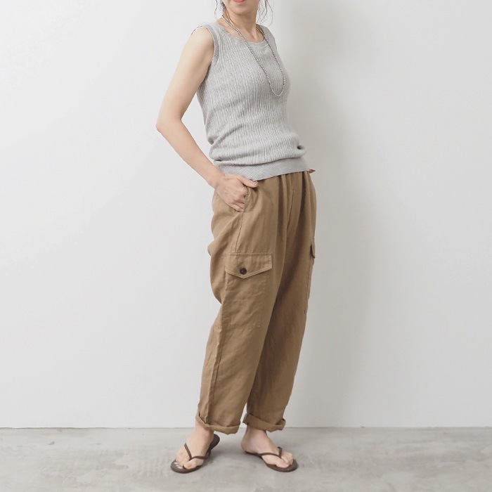 WEB限定！NARU(ナル) 40フレンチリネン カーゴパンツ 655831