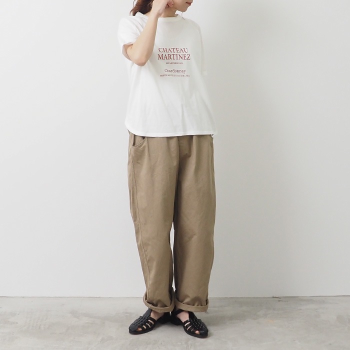 NARU(ナル) ラスティック天竺 ワインラベルプリントシャツ 655205
