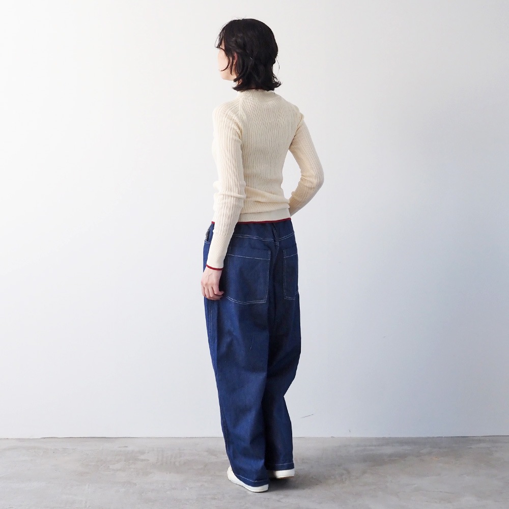 NARU(ナル) 綿麻ムラ糸デニム ノッポパンツ 667800